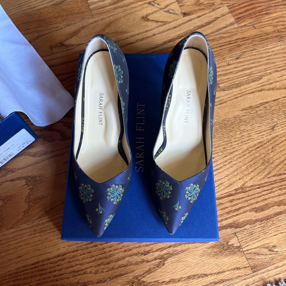 Sarah Flint Dark Blue Floral Heels